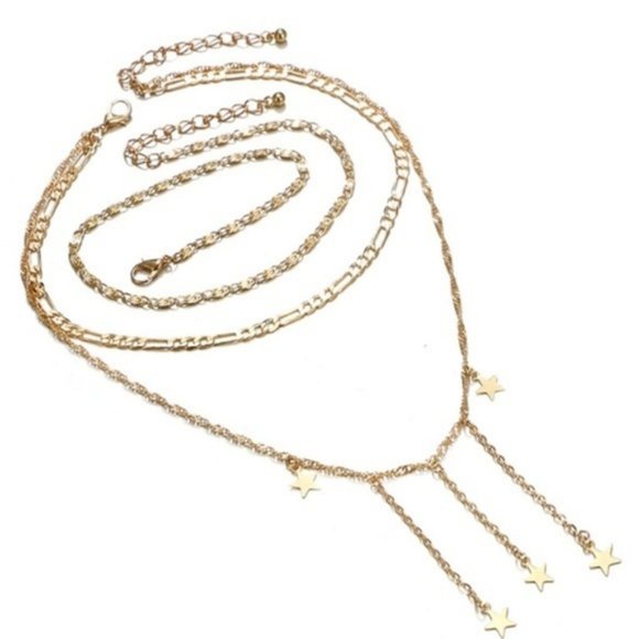 Layered Gold Falling Stars Necklace - Picture 5 of 7